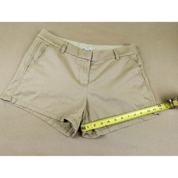 J. Crew Women's 8 Beige Tan Khaki Chino 100% Cotton Shorts 3.5" Inseam Mid Rise - Picture 9 of 11